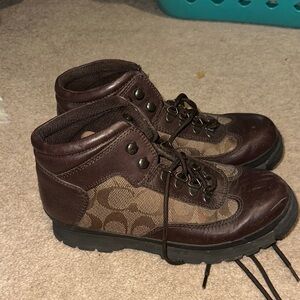Coach Brown Boots with Pattern